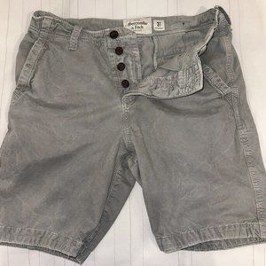 Vtg Abercrombie & Fitch Mens Heavy Twill Chino Shorts Size 31 Grey Button Fly